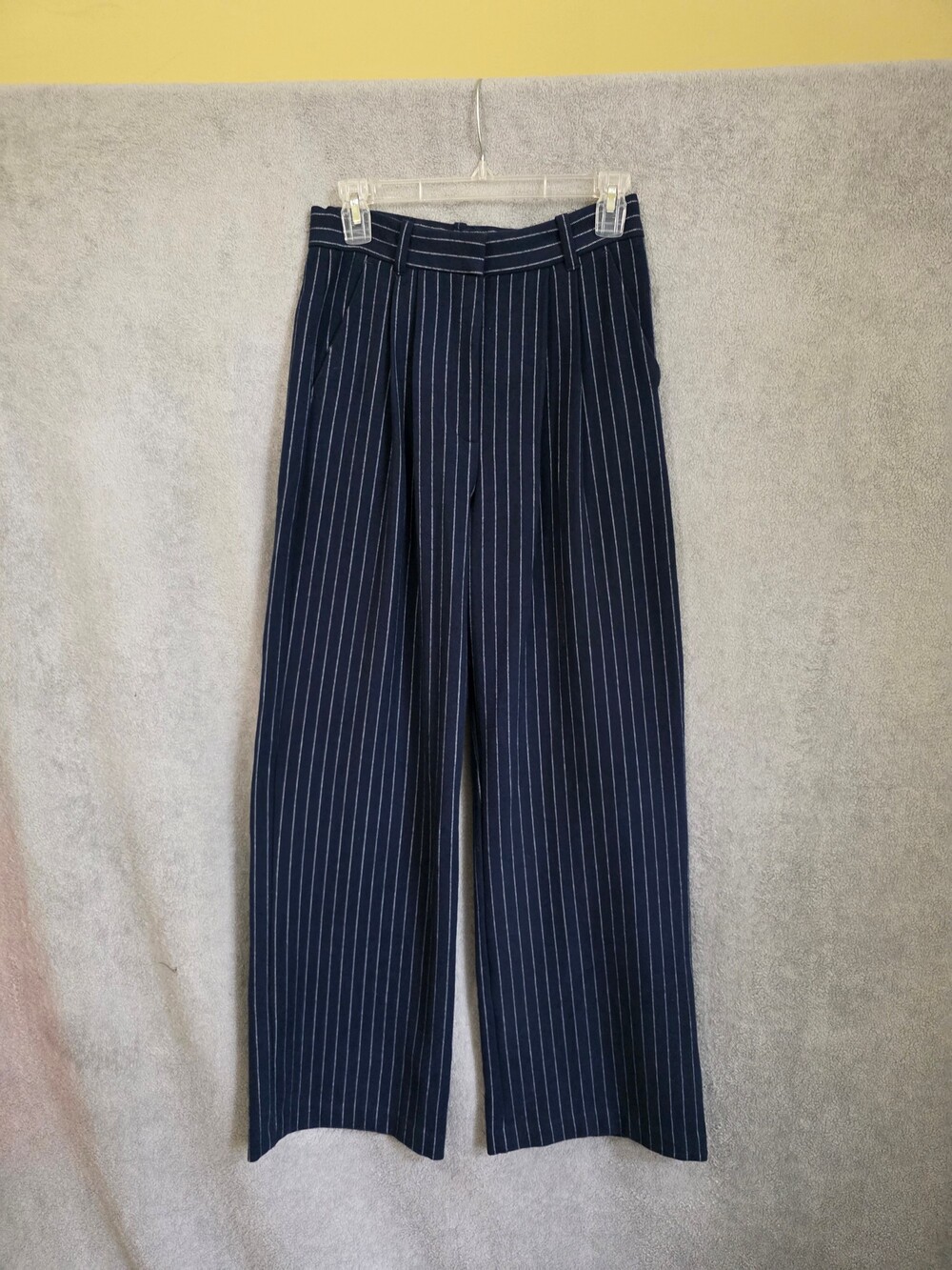 Abercrombie & Fitch Small Navy Blue Pinstripe Sloane High Rise Wide Leg